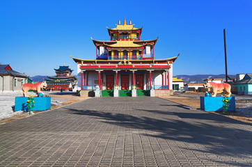 Naklejka premium Sockshin-dugan - main temple of the Ivolginsky Datsan, Buryatia