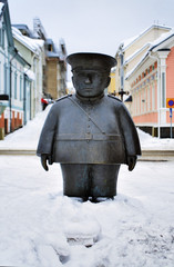 Sculpture of a policeman in Oulu, Finland