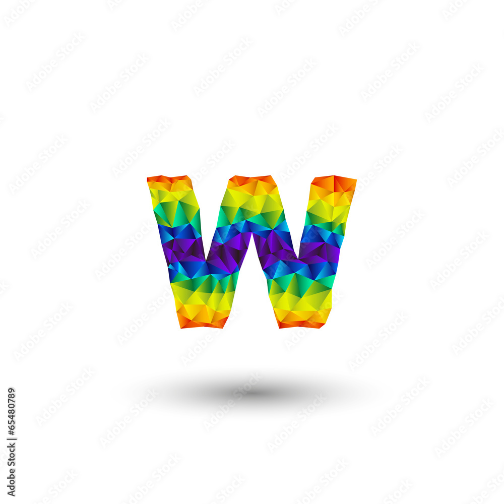 Aufkleber rainbow vector alphabet font in triangular design - double u