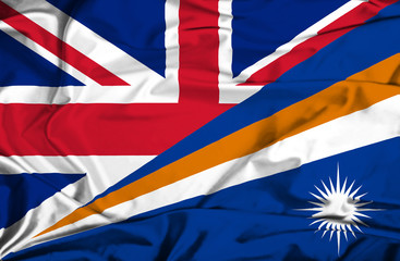 Waving flag of Marshall Islands and UK
