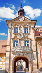 Rokokofassade des Alten Rathauses von Bamberg in Franken