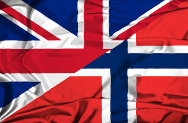 Waving flag of Norway and UK