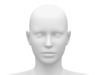 Blank White Female Head - Front view