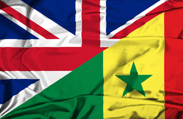 Waving flag of Senegal and UK