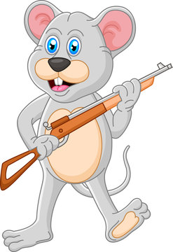 Mouse cartoon holding rifle