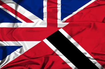 Waving flag of Trinidad and Tobago and UK
