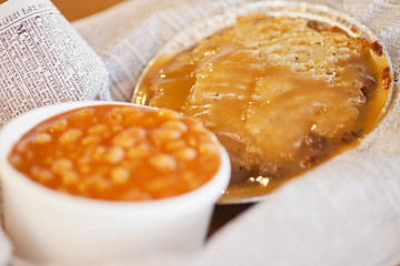 shepherd's pie and baked beans