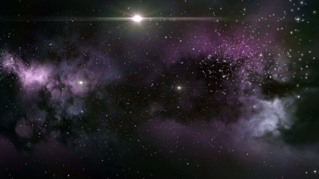 Interstellar nebula cloud with star clusters in deep space