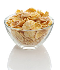 Cornflakes in a glass bowl
