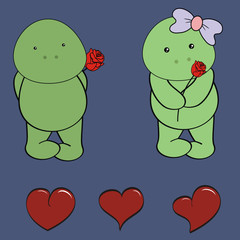 turtle baby love cartoon rose set