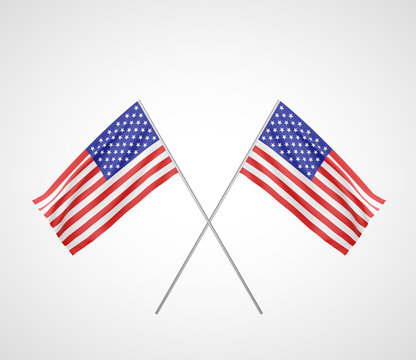 two crossed  Flag of USA