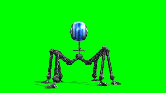 Alien Hexapot Drohne walks - green screen