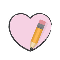 Fat pencil drawing pink heart