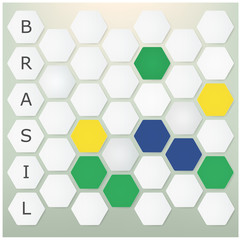 Vector hexagon background in Brazil flag concept.
