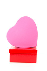 Pink heart box isolated white background