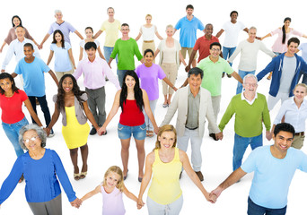 Multiethnic Group of People Holding Hands