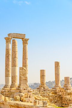 Temple of Hercules of Amman Citadel in Amman, Jordan