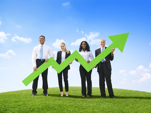 Business People Holding Developed Line Graph