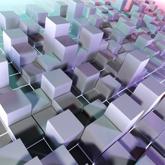 Silver abstract cubes. High quality 3d render