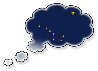 Flag in the cloud, isolated on white background