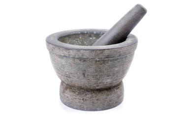 Mortar and Pestle on White