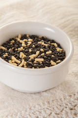 chocolate sprinkles on white background