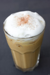 Iced coffee cappuccino with soft cream.