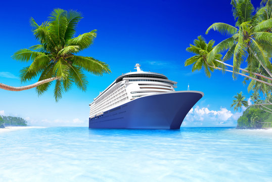 Fototapeta Cruise ship in the Summer time