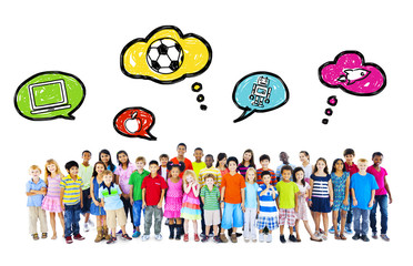 Fototapeta premium Large Group of Multiethnic Children with Activities