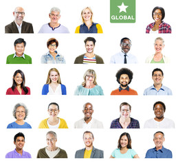 Portrait of Multiethnic Colorful Diverse People