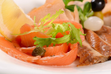 The assorted smoked fish