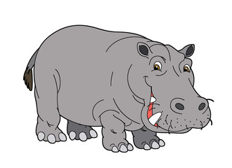 Cartoon animal - hippo - flat coloring style