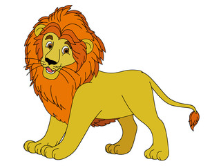Cartoon animal - lion - flat coloring style