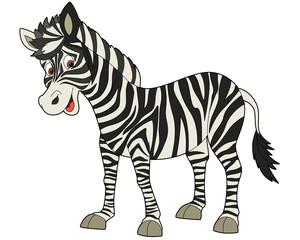 Naklejka na ściany i meble Cartoon animal - zebra - flat coloring style