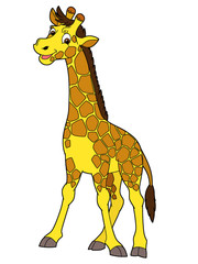 Cartoon animal - giraffe - flat coloring style