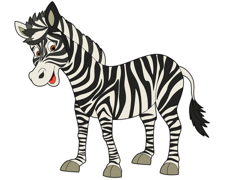 Cartoon animal - zebra - flat coloring style