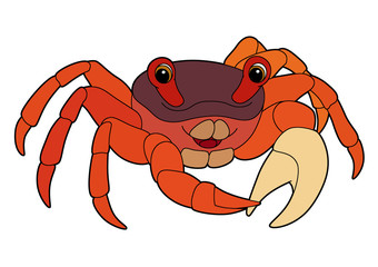 Cartoon animal - crab - flat coloring style