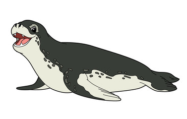 Cartoon animal - sea leopard - flat coloring style