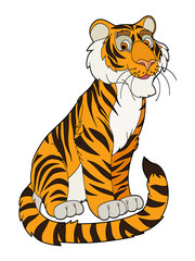 Cartoon animal - tiger -  illustration for the children