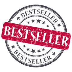 Bestseller red round grungy stamp isolated on white background