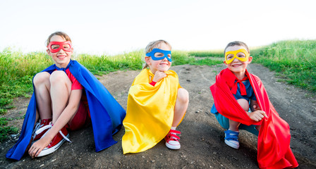 children  acting like a super hero