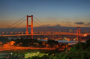 An Evening of istanbul with boshorus bridge