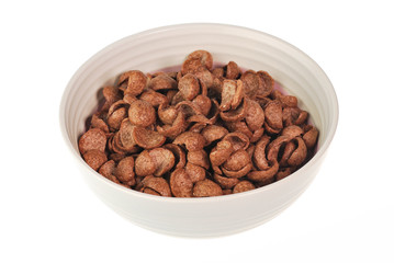 Chocolate Corn Flakes on white background