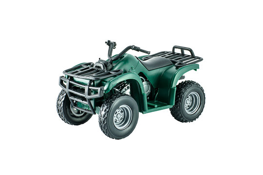 Green ATV Toy Isolated On White.