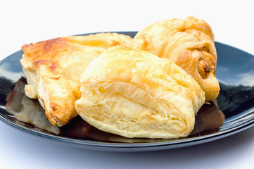 puff on a black plate on isolate