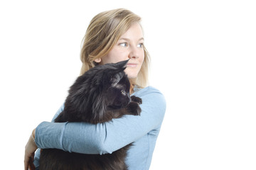 Blond Girl holding cat