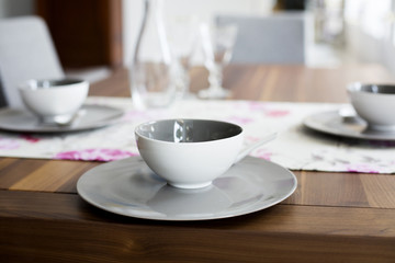 closeup of cup and plate