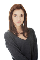 Young casual woman style. Studio portrait