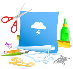 Storm. Paper template. Raster illustration.