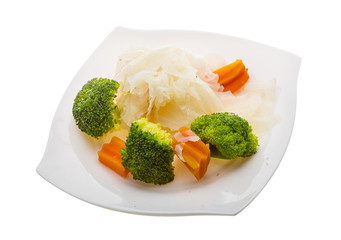 Boiled cabbage and broccoli